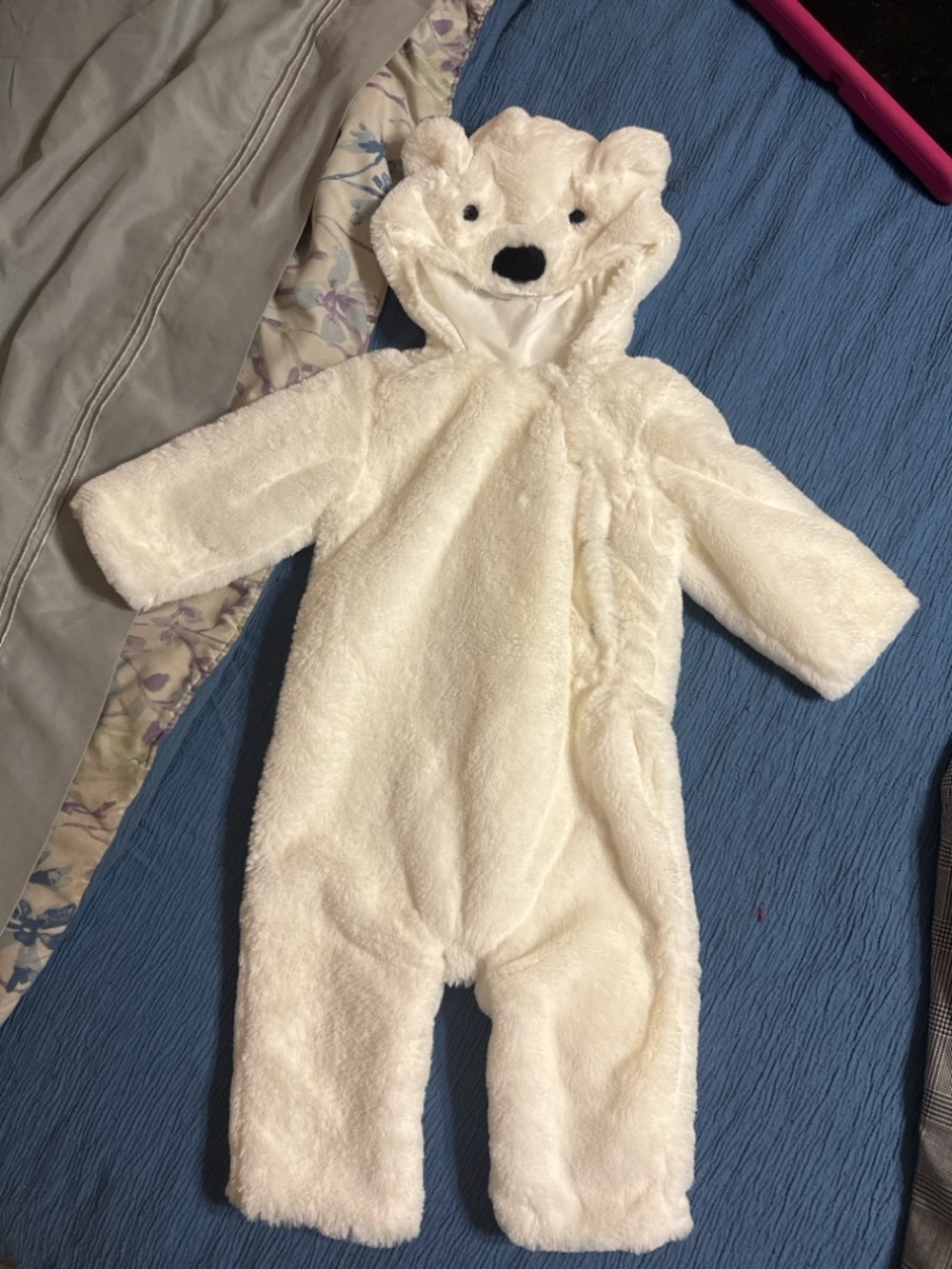 Pottery Barn Kids Cream Plush Bear Hooded Footie
